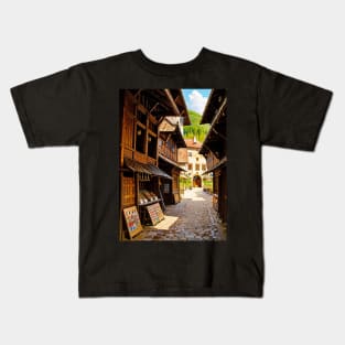 Artisan Shoppe on the Side of a Medieval Alleyway Kids T-Shirt
